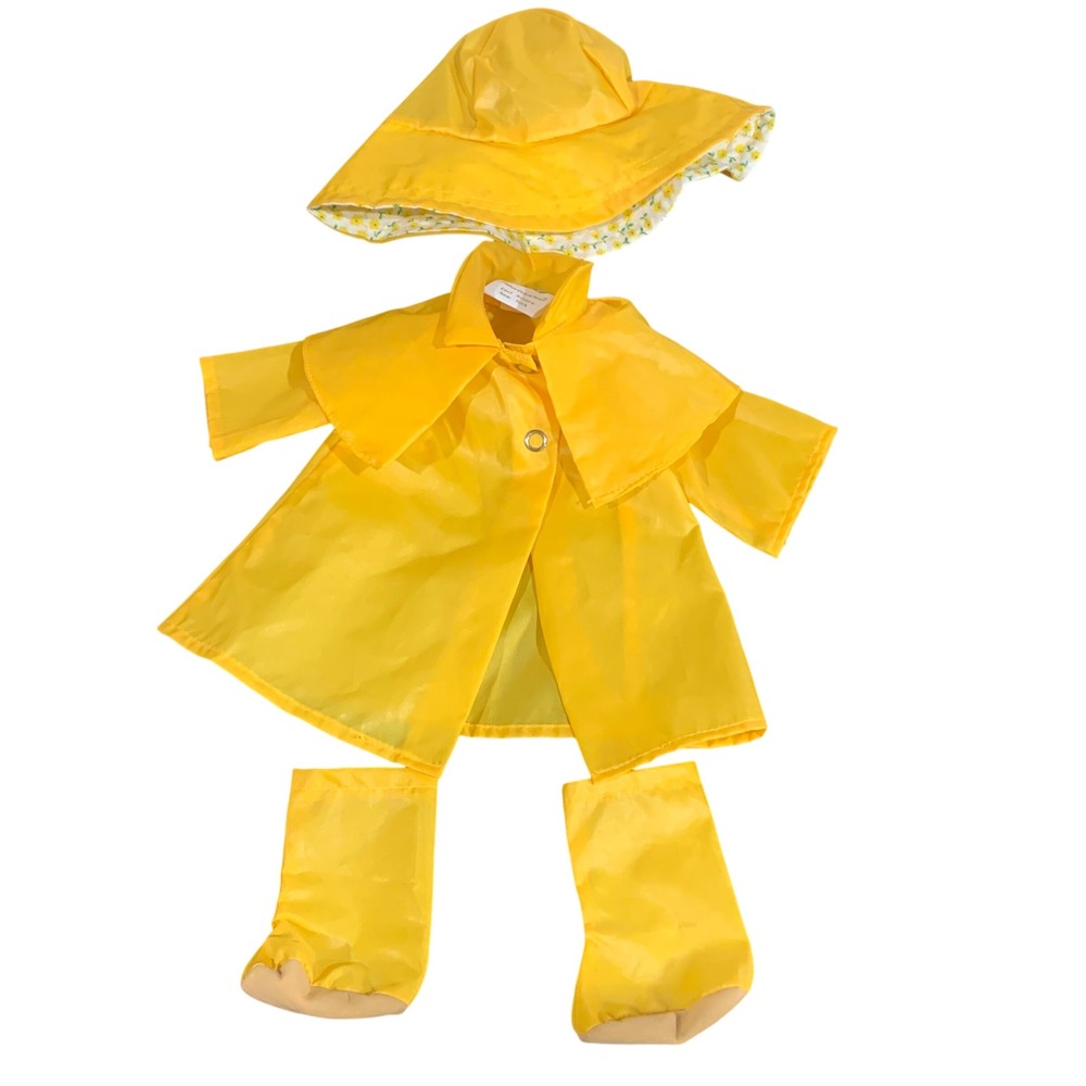 My Friend Doll Clothes Fisher‎ Price 80s Yellow Rain Coat Hat & Booties  Outfit